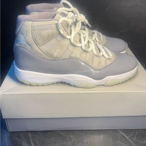 Air Jordan High-Top Sneakers in Gray and White